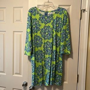 Green and blue dress